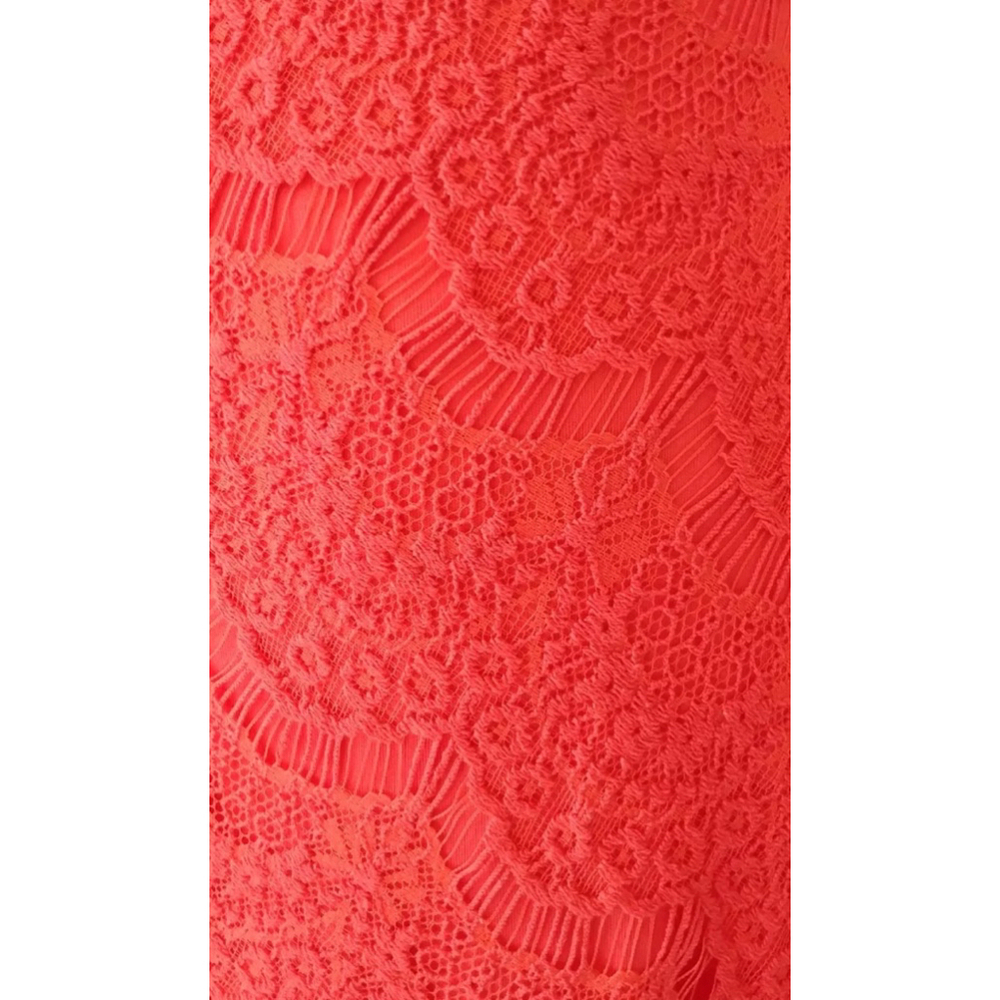 Lace Open Back Cocktail Dress Red-Orange Asymmetric Hem by Soiéblu Modcloth - Picture 8 of 9